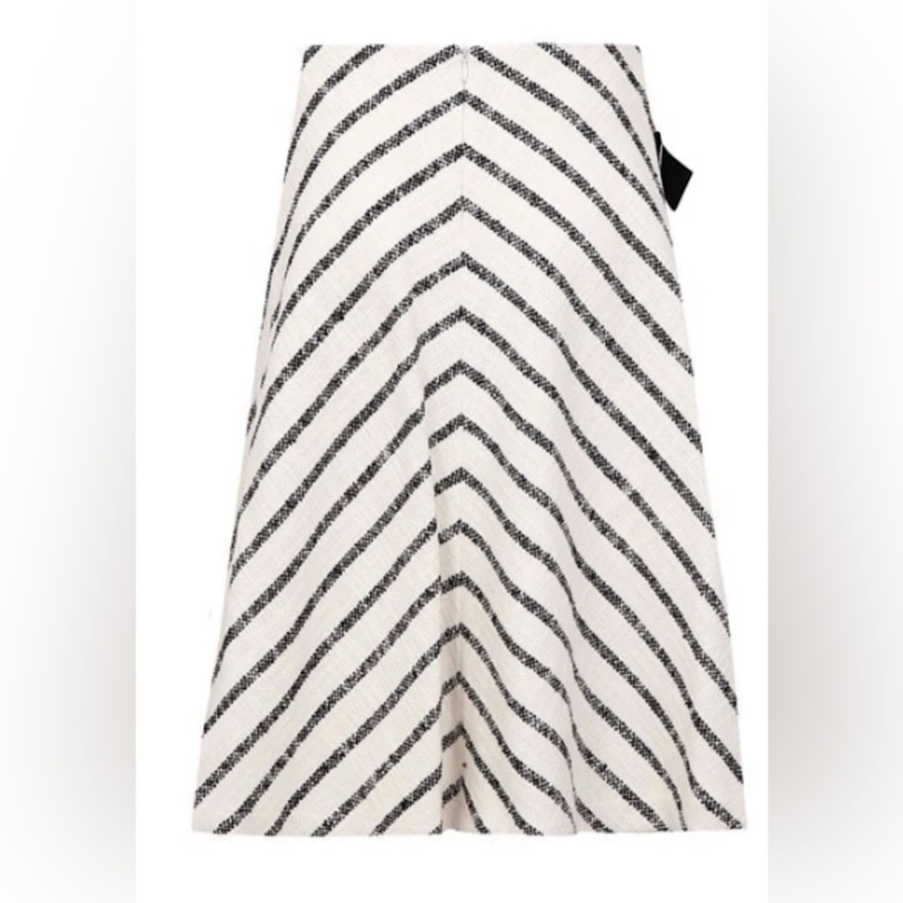 Mirimalist Wrap Striped Cotton Faux Leather Asymmetrical A-Line Skirt NWT Size L - Picture 2 of 10